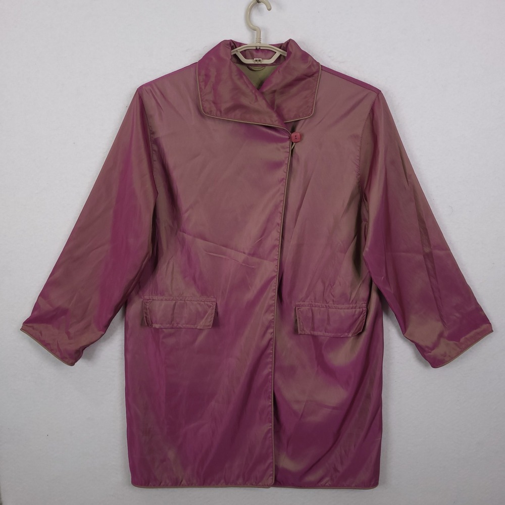 Mycra Pac One Iridescent Rain Coat Small Purple Green Shimmer Reversible Luxury
